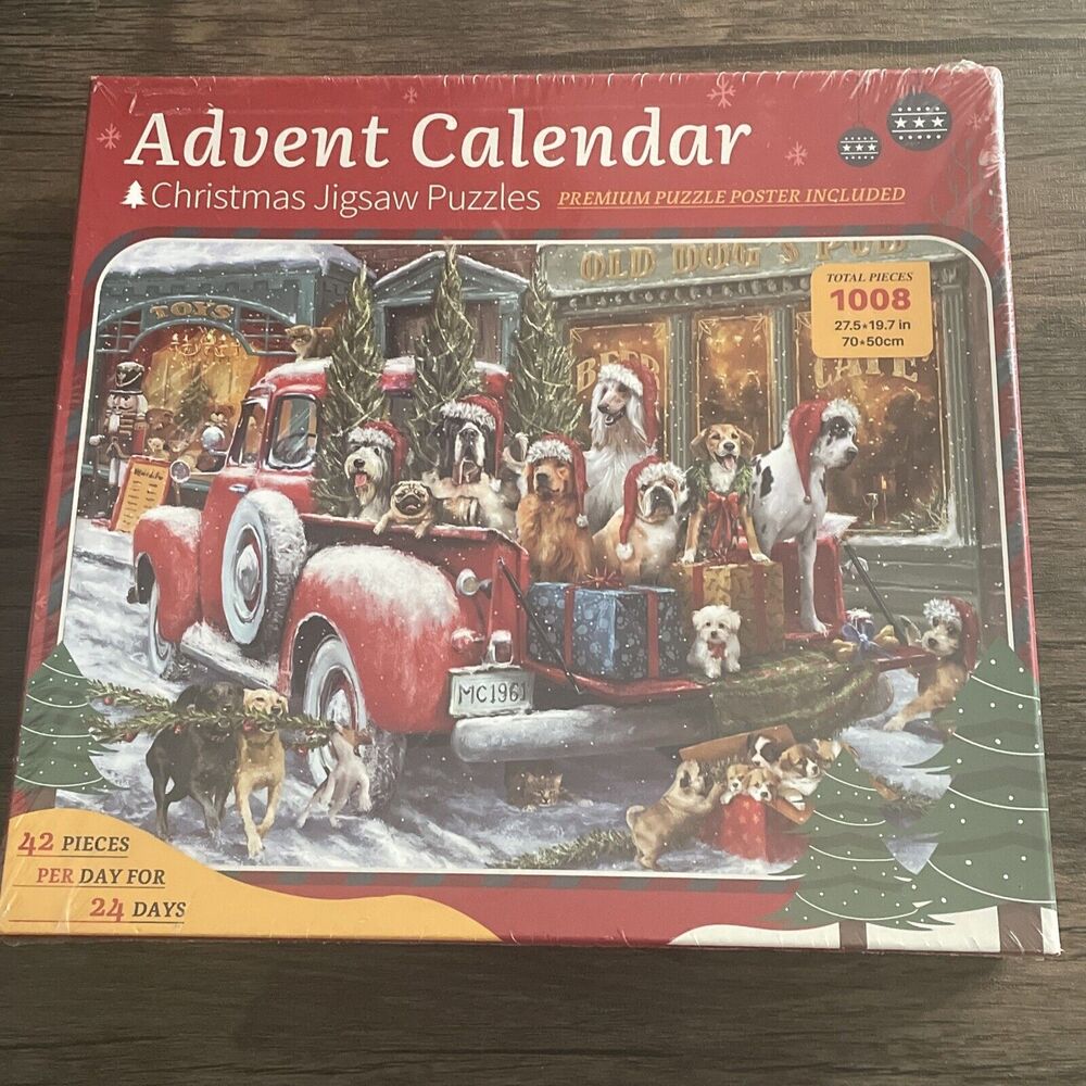 Advent Calendar Christmas Jigsaw Puzzles 24 Days Santa Dogs Classic Pickup